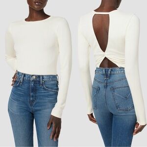 Hudson Jeans Knot Back Long Sleeve Bodysuit in Ecru